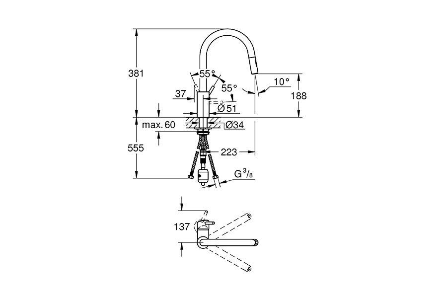 Смеситель кухонный grohe схема разбора